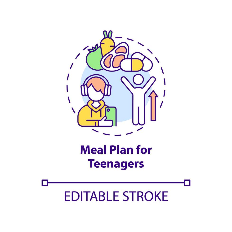 Meal plan for teenagers concept icon vector