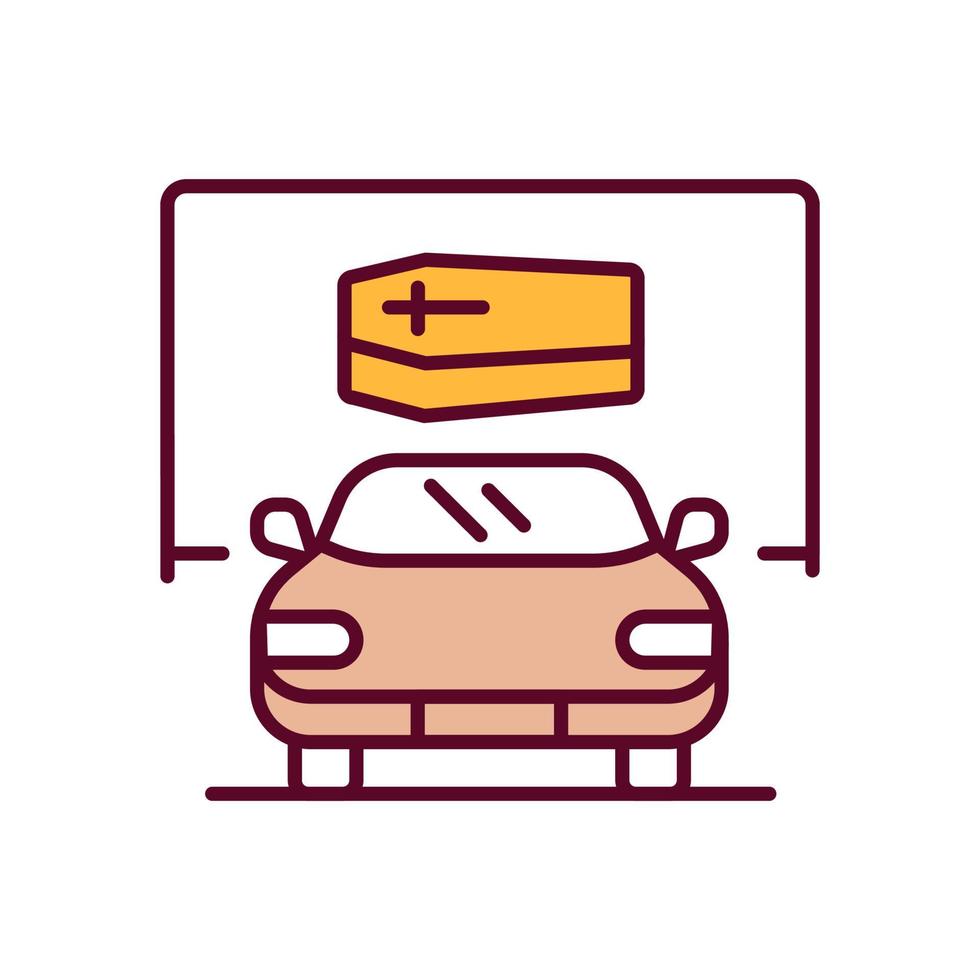 Car and coffin RGB color icon vector