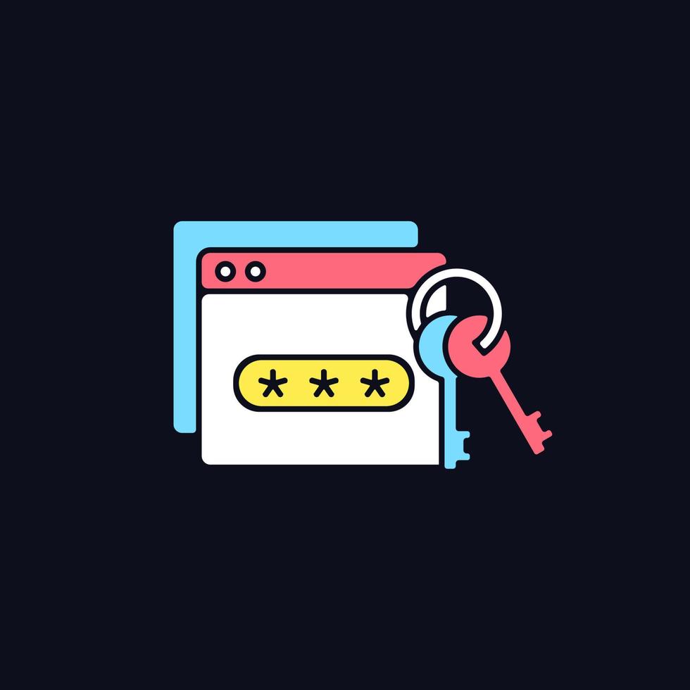 Password management RGB color icon for dark theme vector