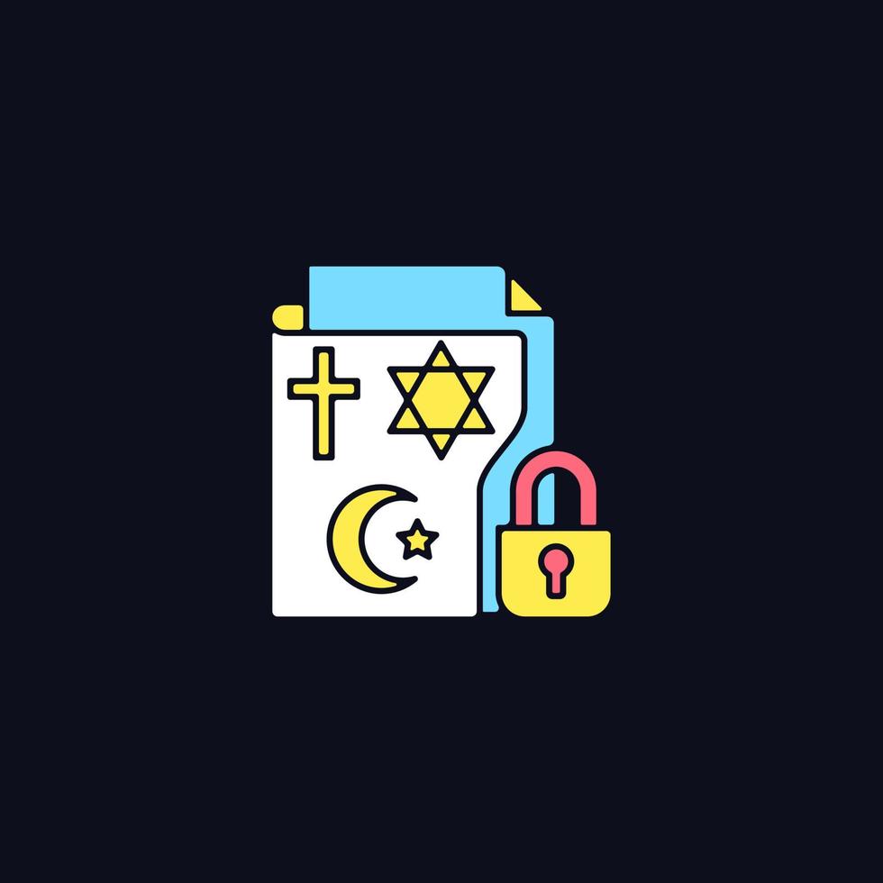 Religious beliefs information RGB color icon for dark theme vector