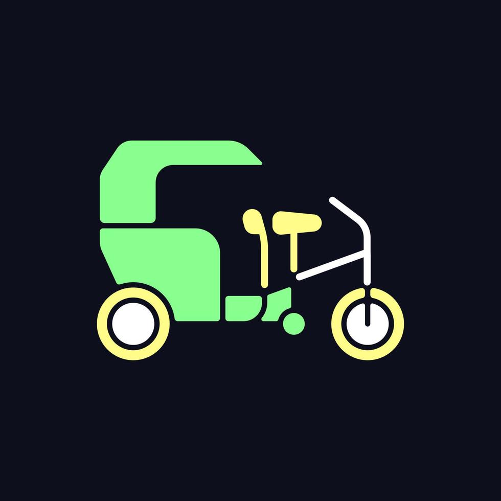 Tricycle taxi RGB color icon for dark theme vector