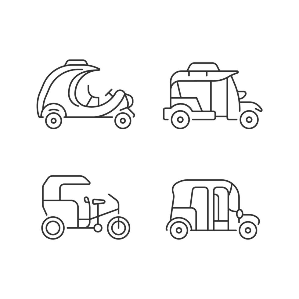 Transporting passengers business linear icons set vector