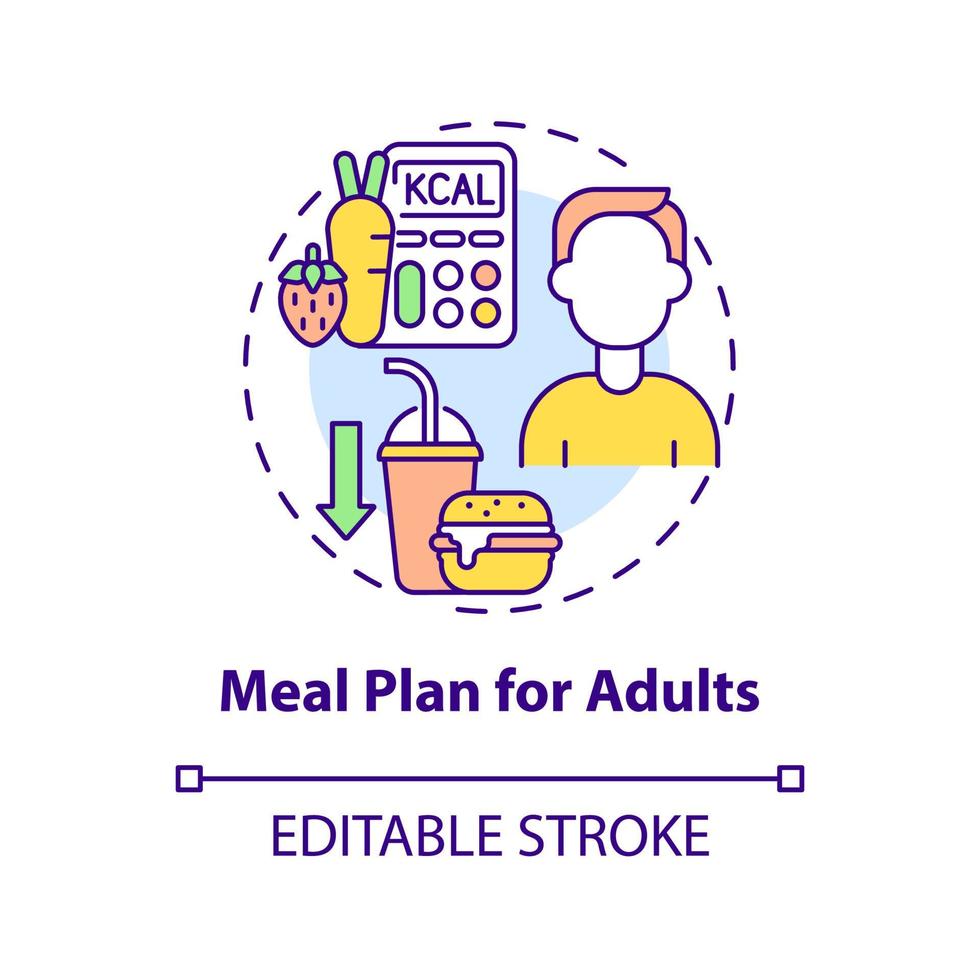 plan de comidas para adultos icono del concepto vector