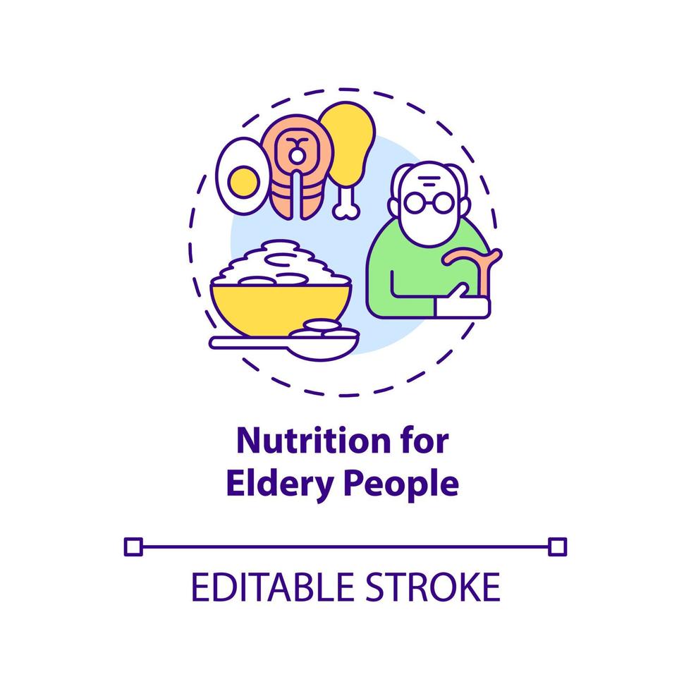 Nutrition for elderly people concept icon vector