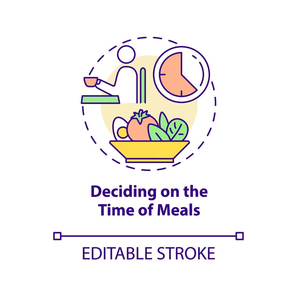 Deciding on time of meals concept icon vector