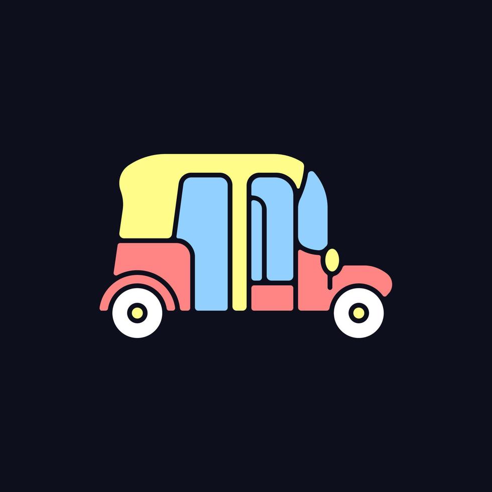 Auto rickshaw RGB color icon for dark theme vector