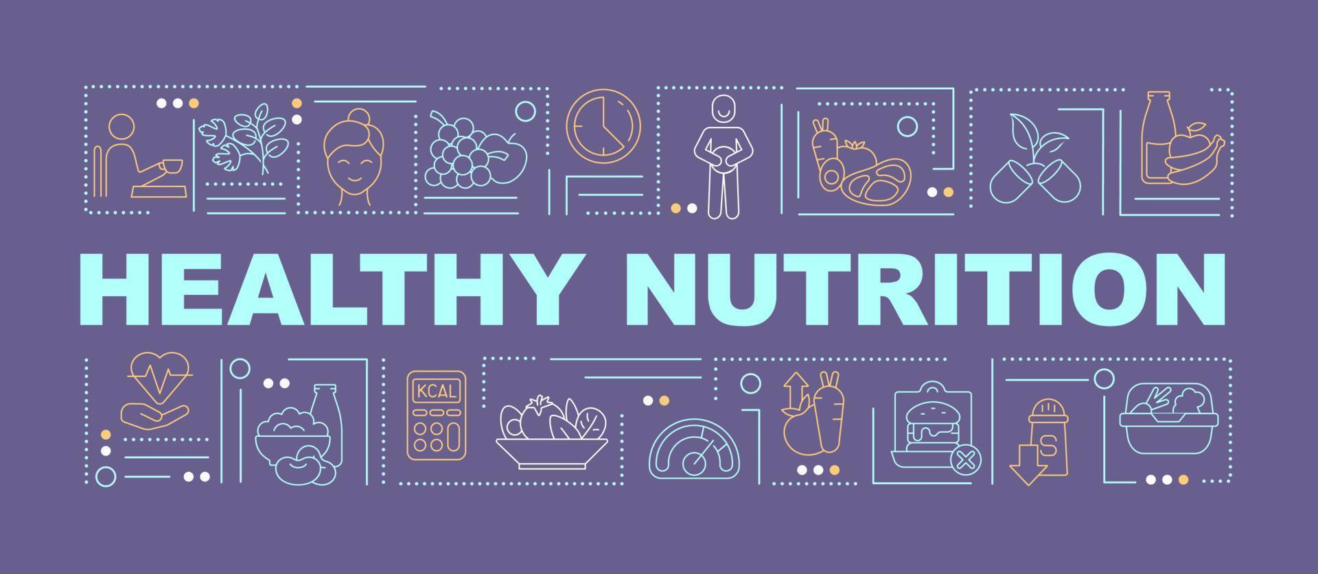 Healthy nutrition purple word concepts banner vector