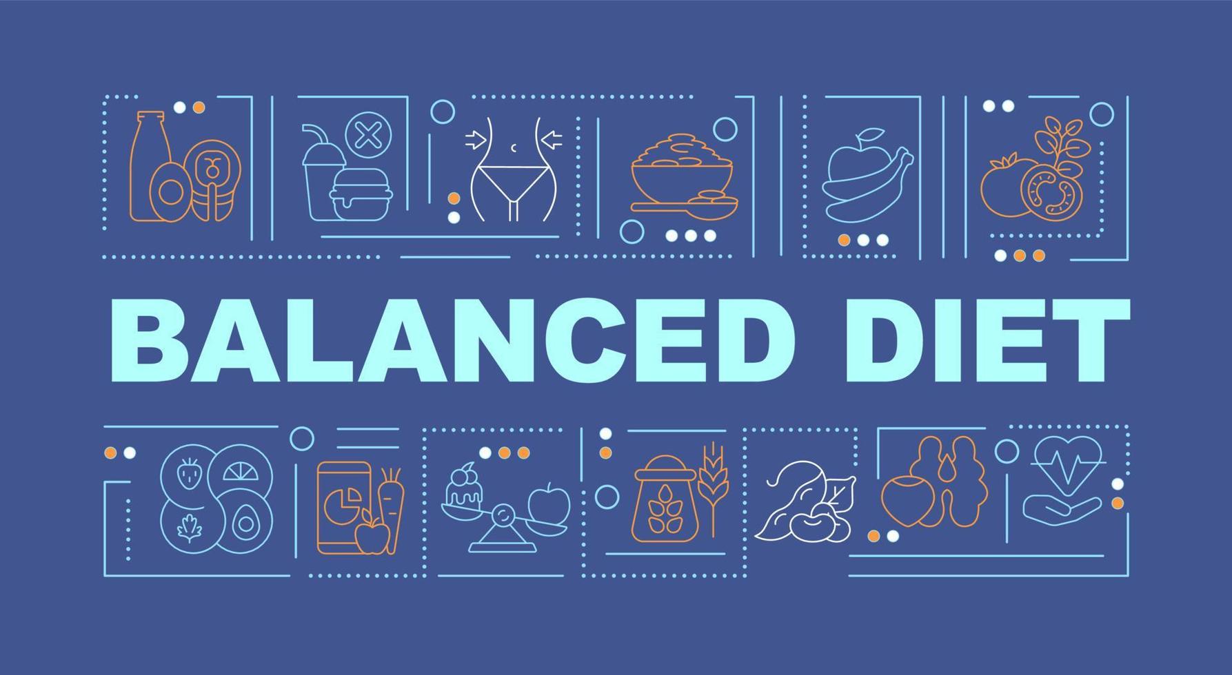 Balanced diet blue word concepts banner vector