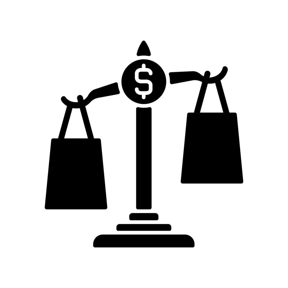 Comparison shopping black glyph icon vector