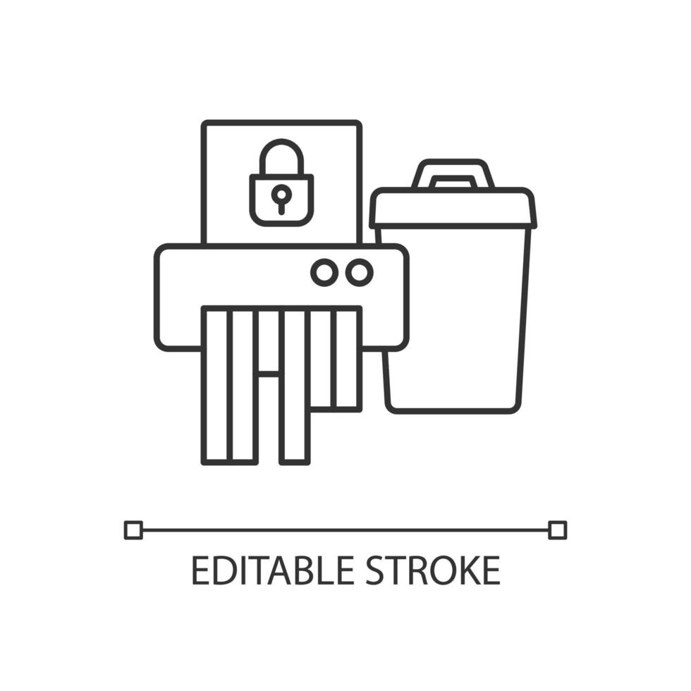 icono lineal de eliminación de información sensible vector