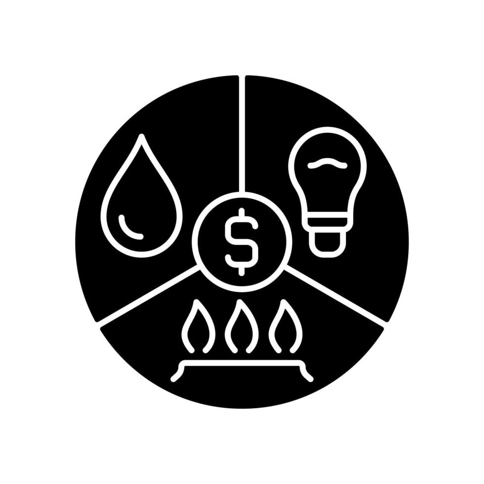 Paying bills black glyph icon vector