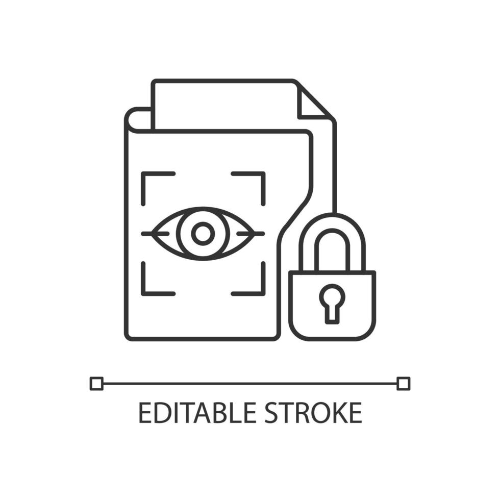 Protected biometric data linear icon vector