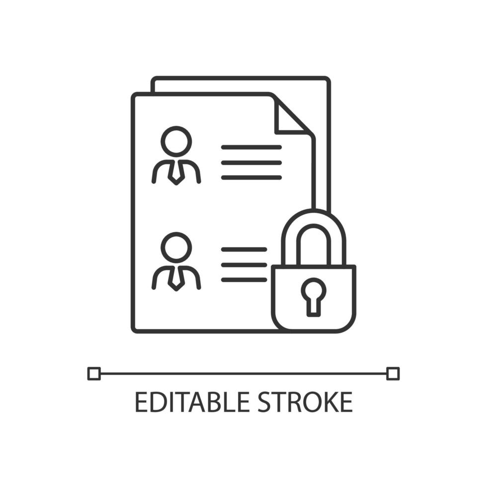 icono lineal de protección de datos de empleados vector