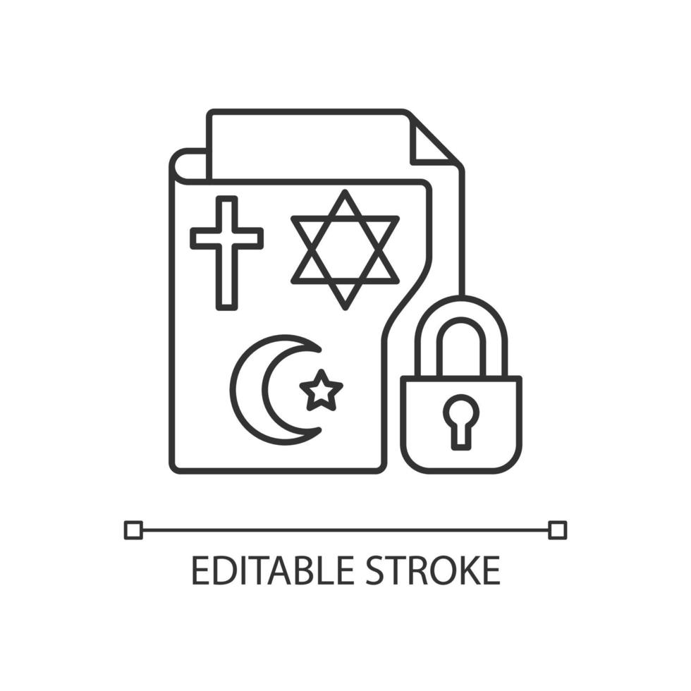 Religious beliefs information linear icon vector