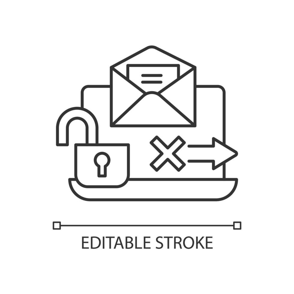 No transmission via email linear icon vector