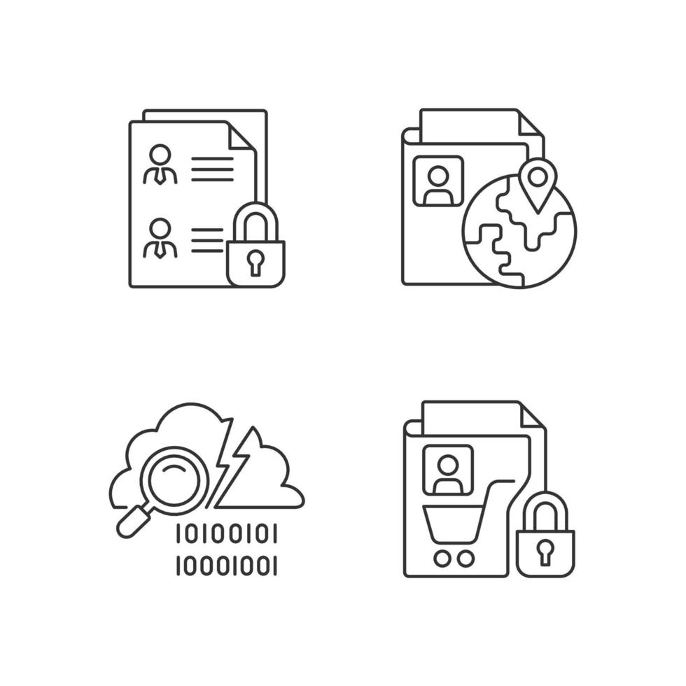 Maintain information security linear icons set vector