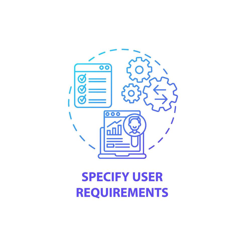 Specify user requirements concept icon vector