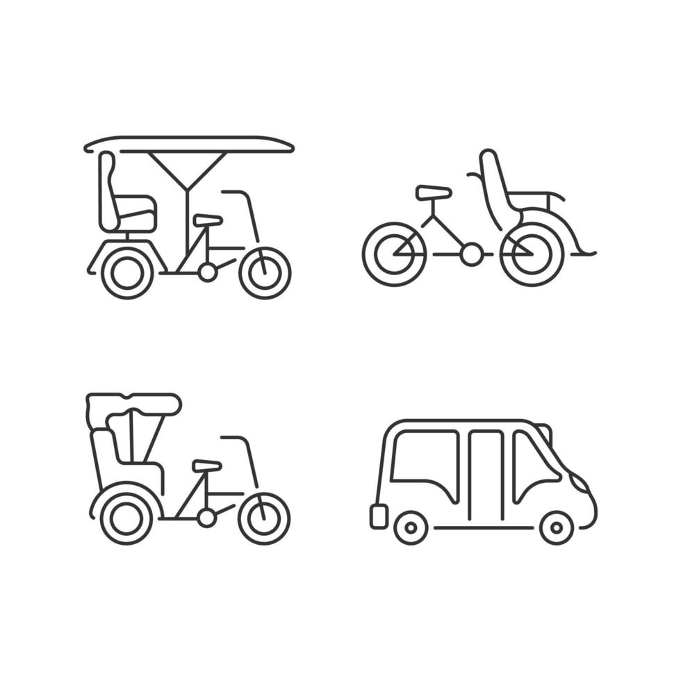 Vehicle for hire linear icons set vector