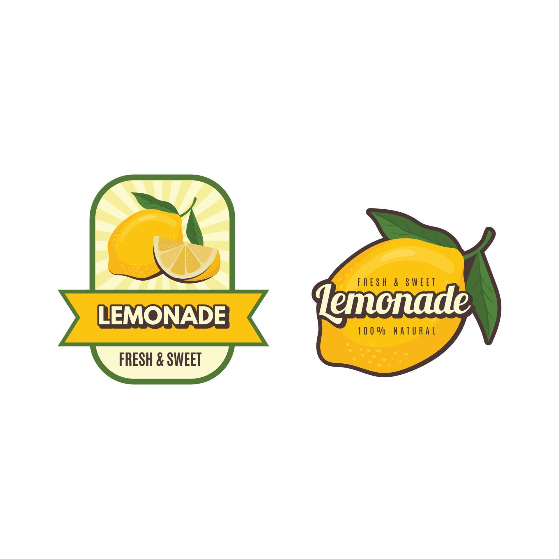 Lemonade badges retro labels with lemon illustrations design emblem ...