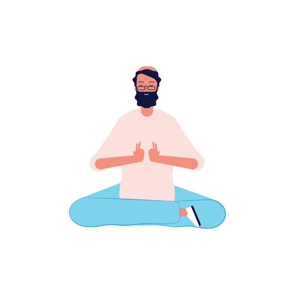 Meditation characters male female person yoga poses sitting pilates ...