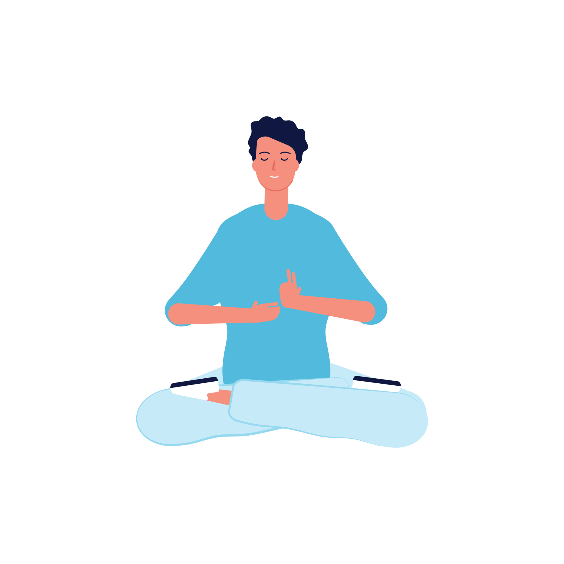 Meditation characters male female person yoga poses sitting pilates ...