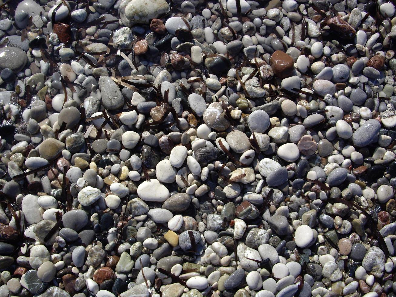 Textura de guijarros en la costa egea en Grecia foto