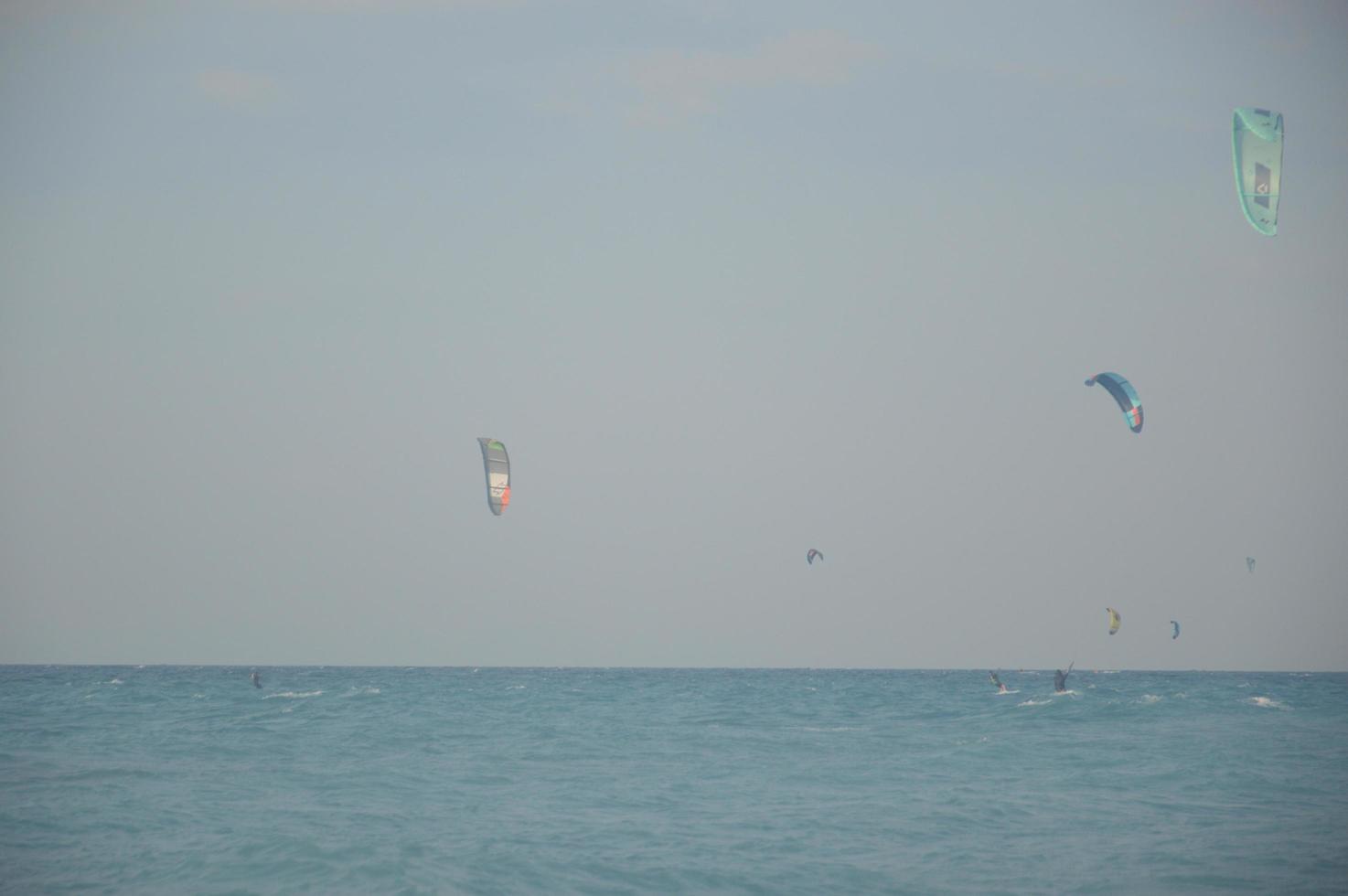 THEOLOGOS, RHODOS, GREECE - SEPTEMBER 16, 2021 Kitesurfing in the Aegean Sea photo