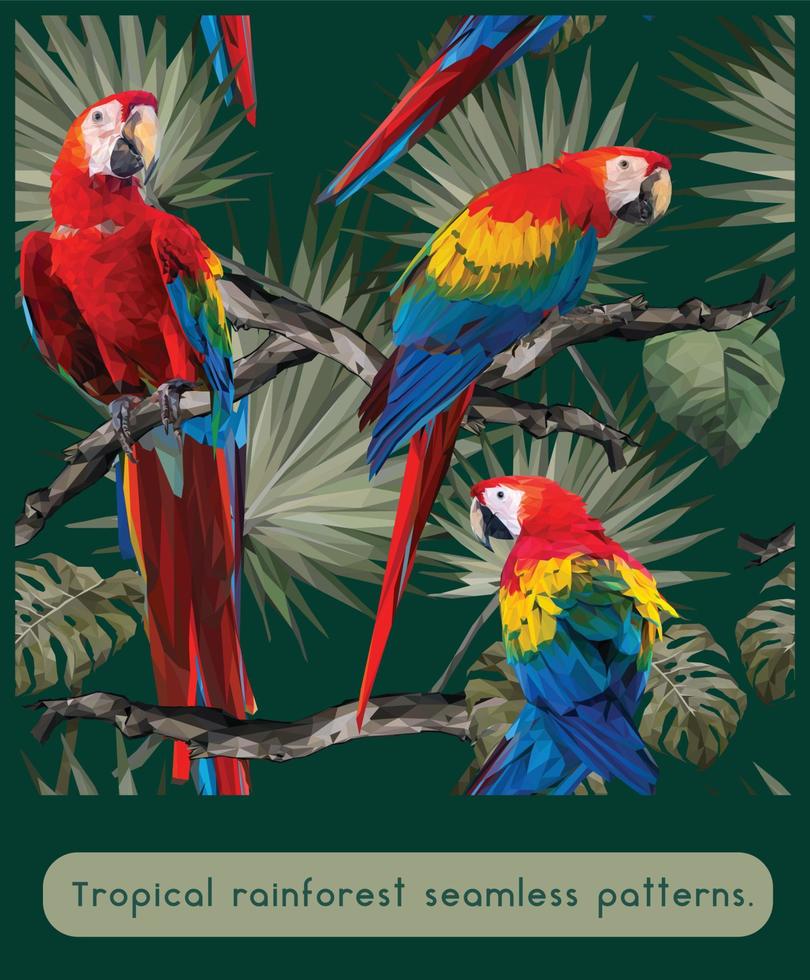 Scarlet macaw in Seamless patterns design. vector