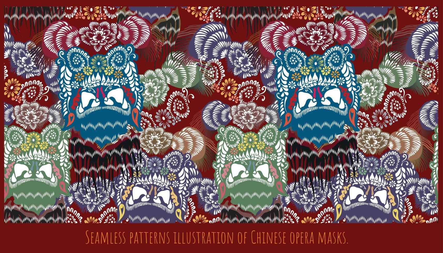 Chinese opera mask pattern in a seamless pattern vector