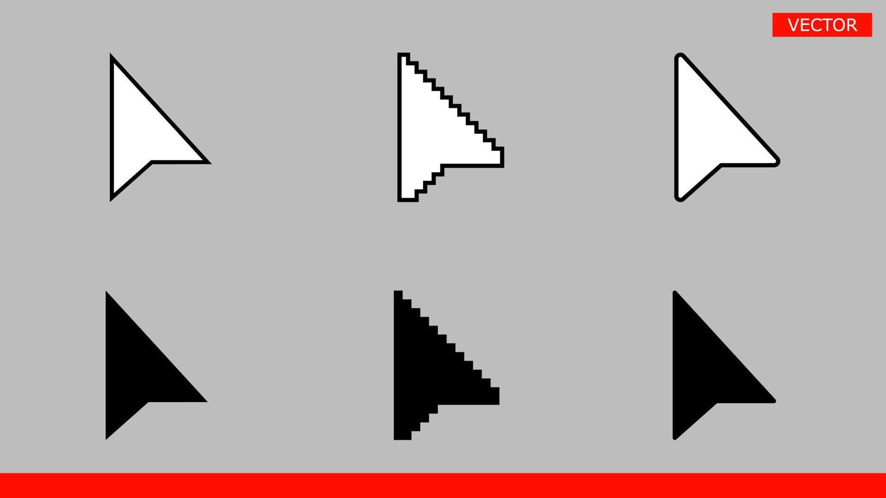 6 Black and white cursors arrows set 1 vector