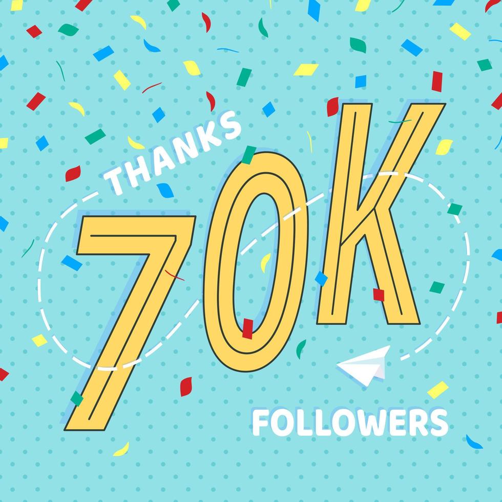 Thank you 70000 followers numbers postcard. vector