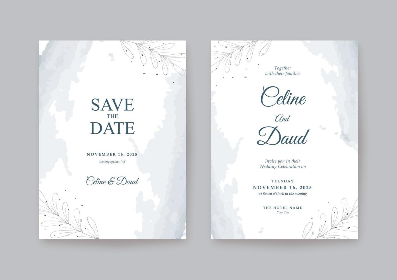 plantilla de invitación de boda minimalista hermosa y limpia vector