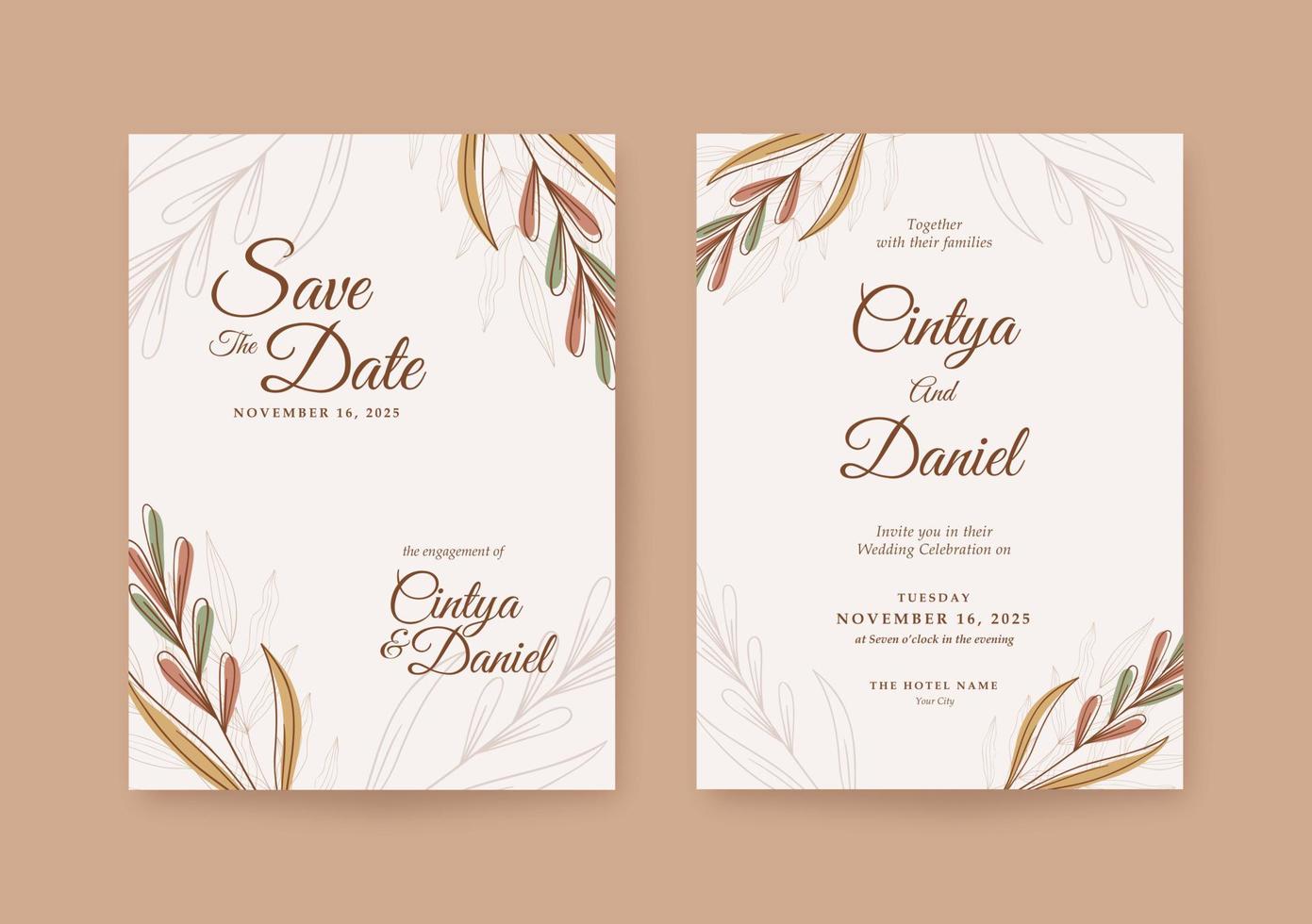 Romantic and Beautiful Wedding invitation template vector