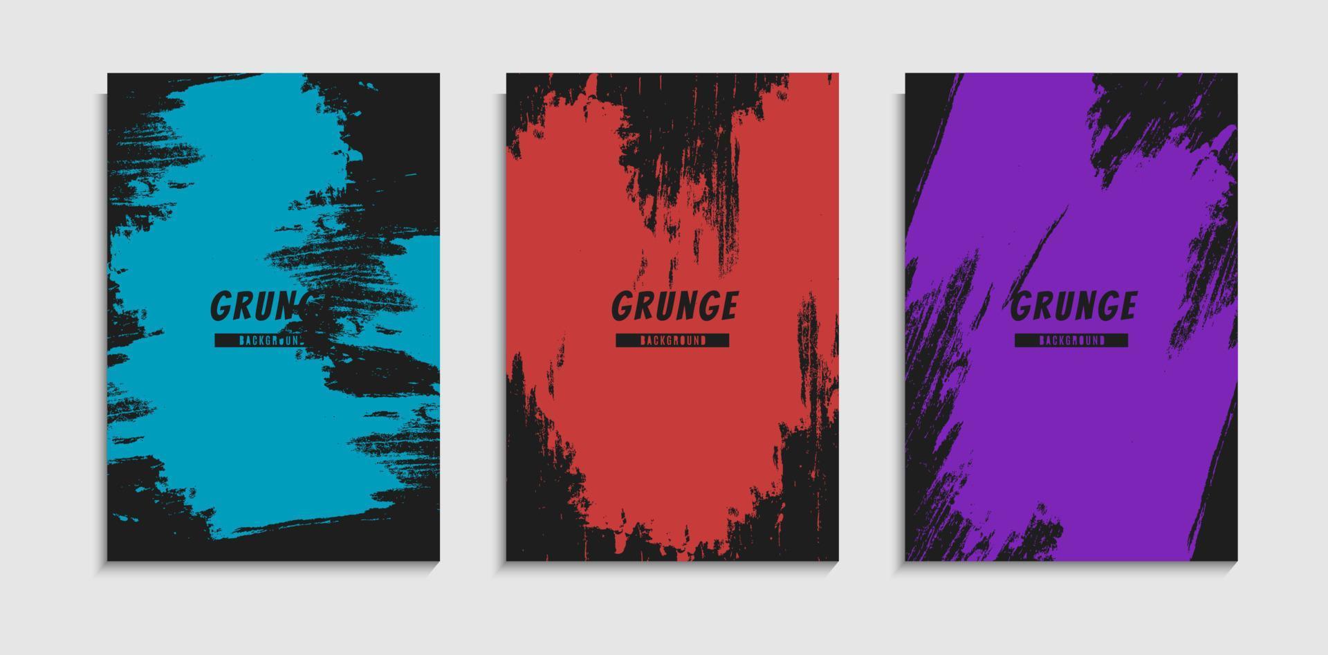 Set Of Minimal Grunge Textures Cover Template In Black Background vector