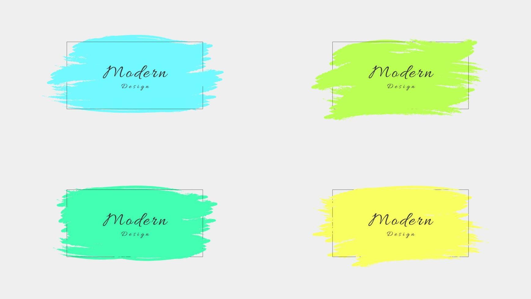 Set Of Minimal Vibrant Color Paintbrush Texture Frame Design Template vector