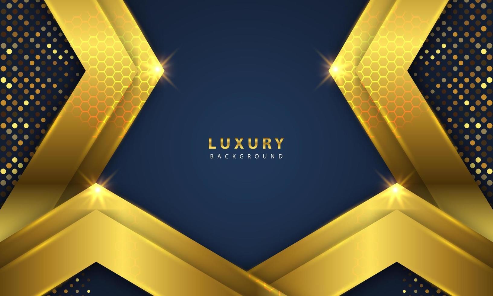Abstract luxury background overlapping layers on dark space with golden glow effect vector