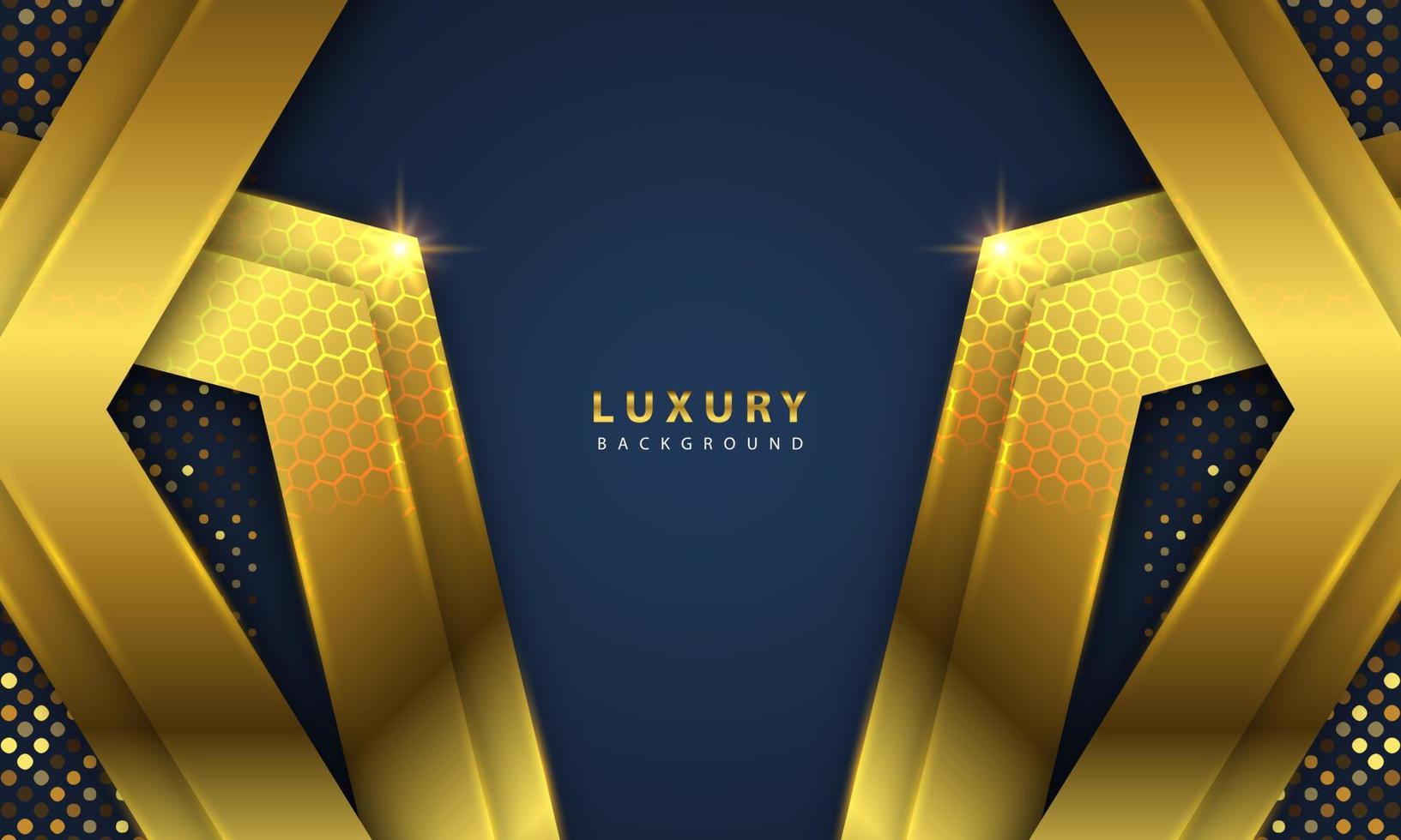 Abstract luxury background overlapping layers on dark space with golden glow effect vector