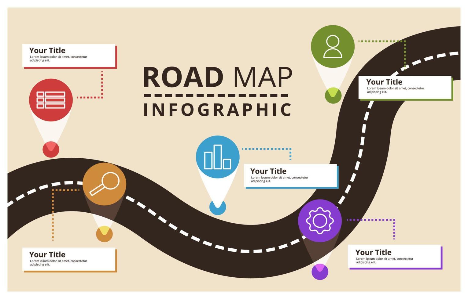 Road Map Creative Report Business Plan Concept Infographic Template vector