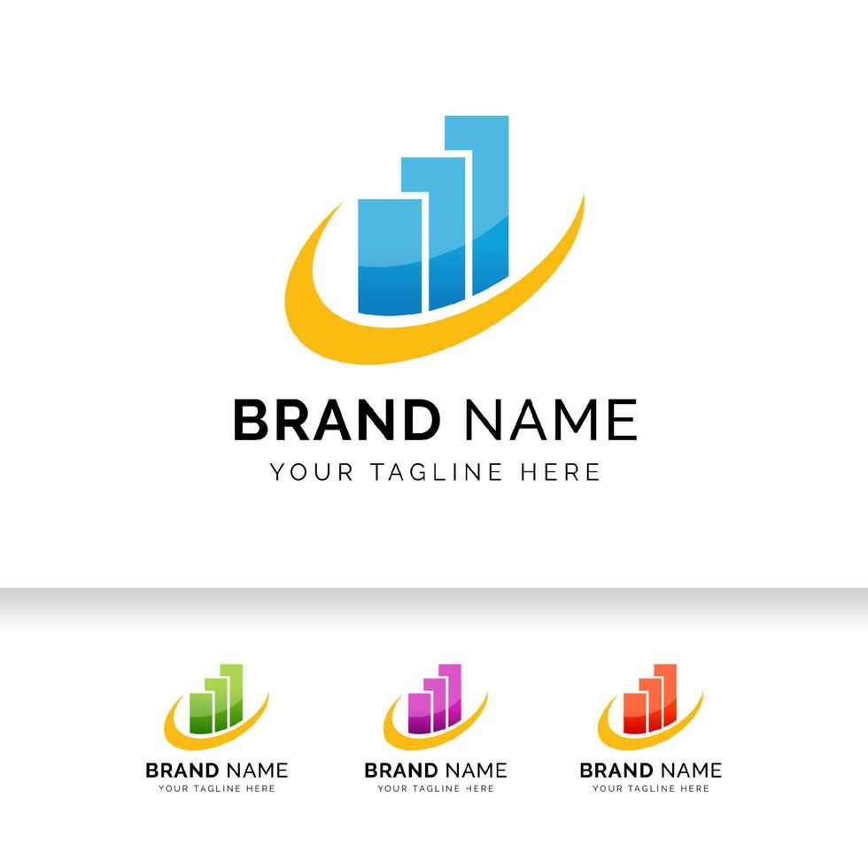 Business logo with bars and chart stock icon. Market Statistic logo. vector