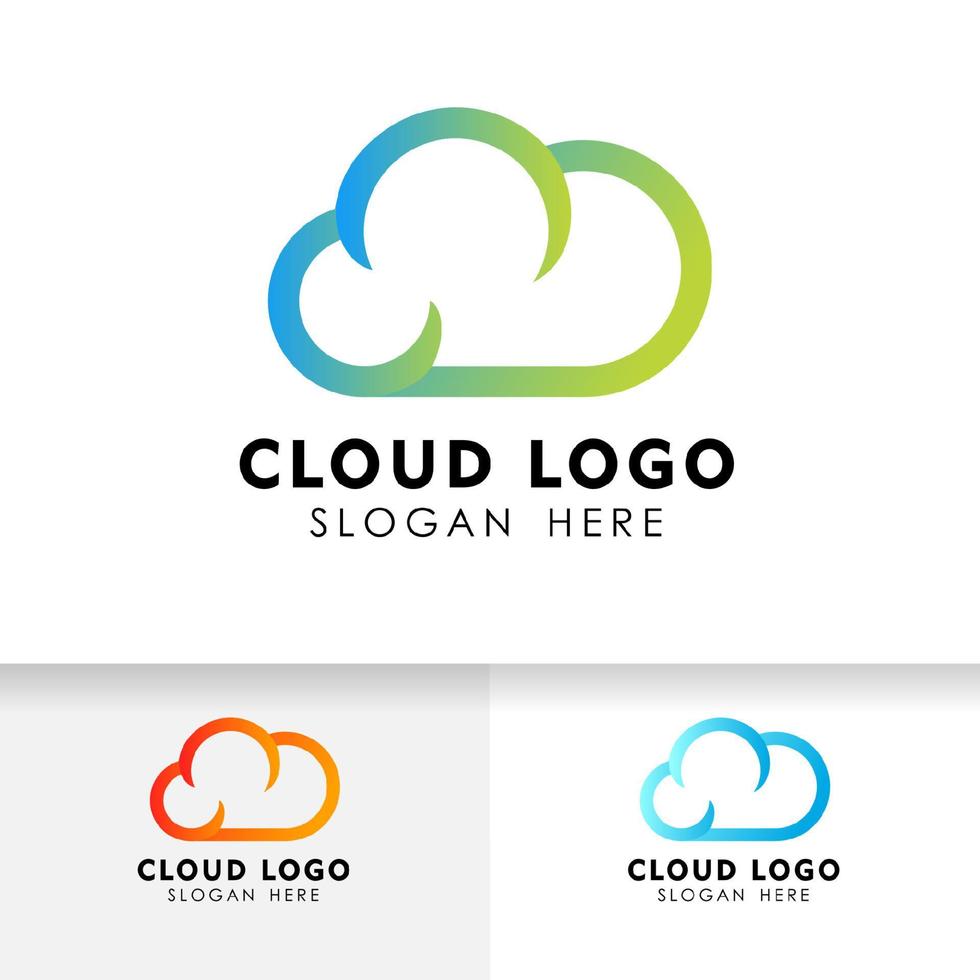 diseño de logotipo de tecnología en la nube en estilo de arte lineal. icono de vector de diseño de logotipo de nube.