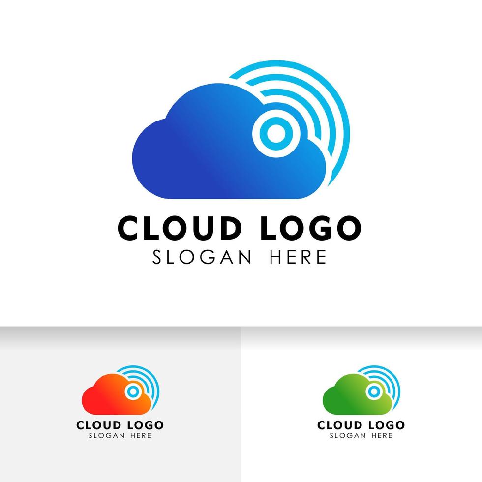 Icono de vector de diseño de logotipo de nube inalámbrica. diseño de logotipo de tecnología en la nube.