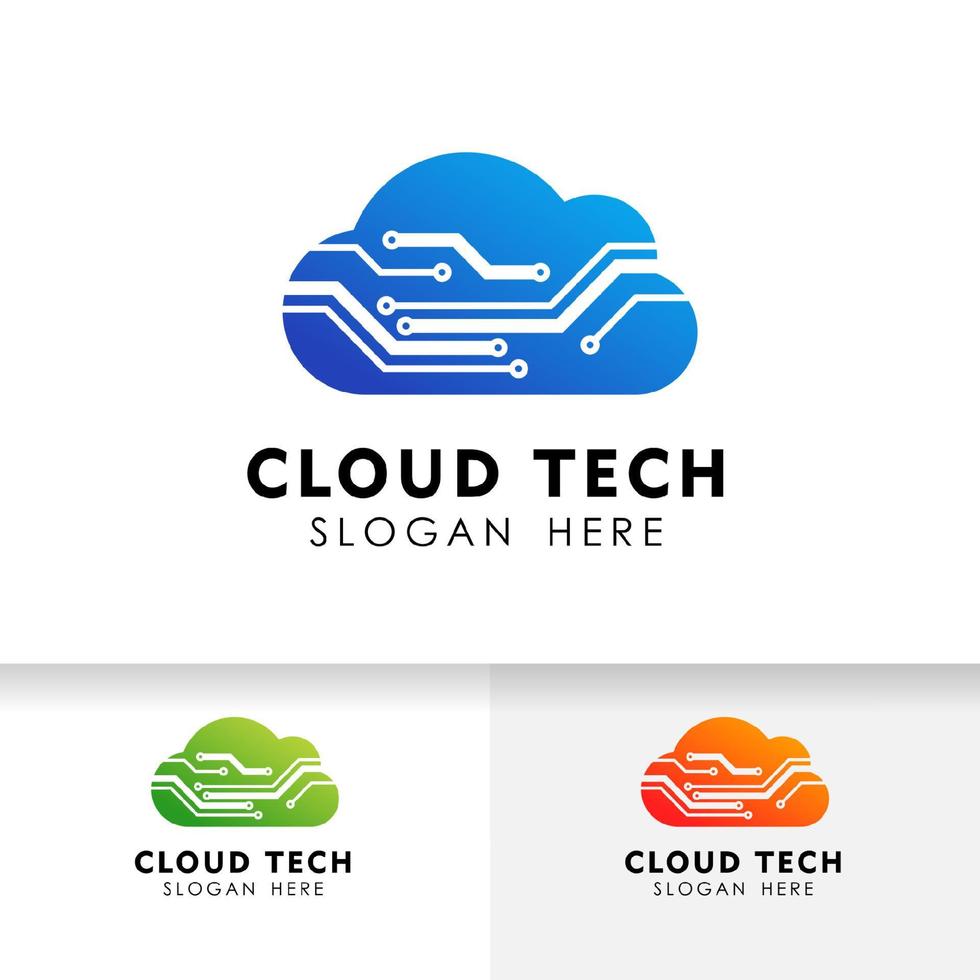 cloud tech logo design template. electric cloud logo vector icon.
