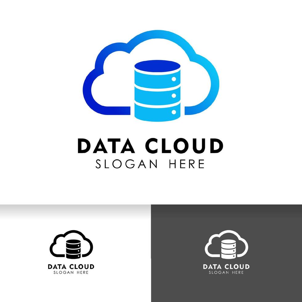 Cloud logo design template. Icon logo template for cloud data server or hosting. vector