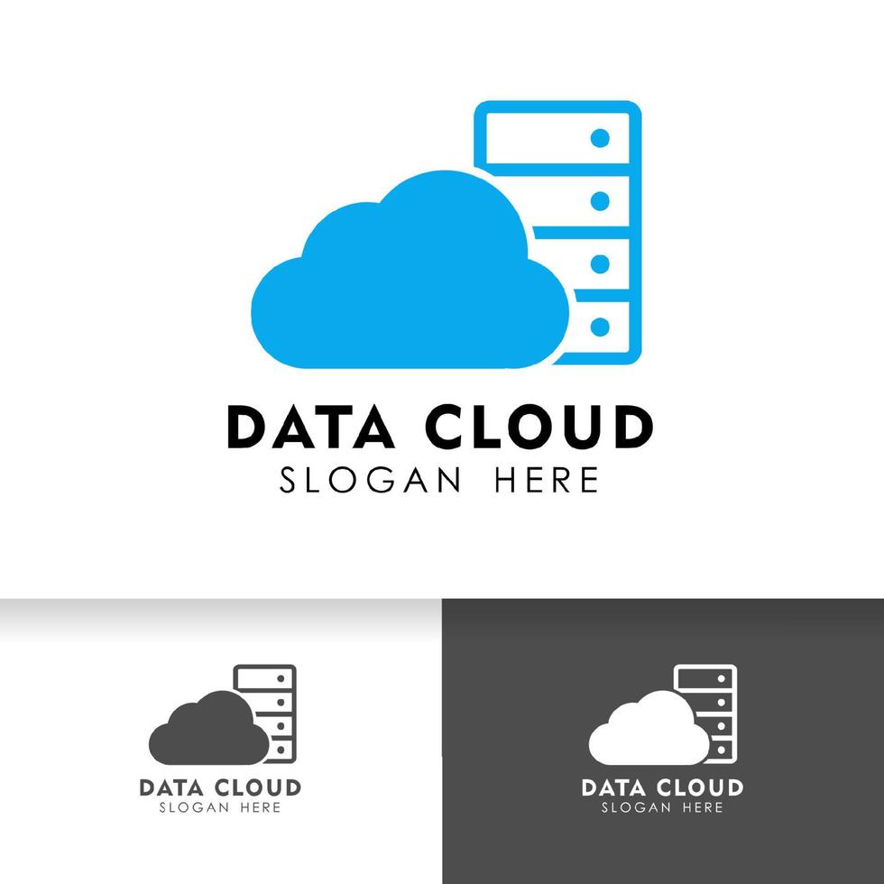 Cloud logo design template. Icon logo template for cloud data server or hosting. vector