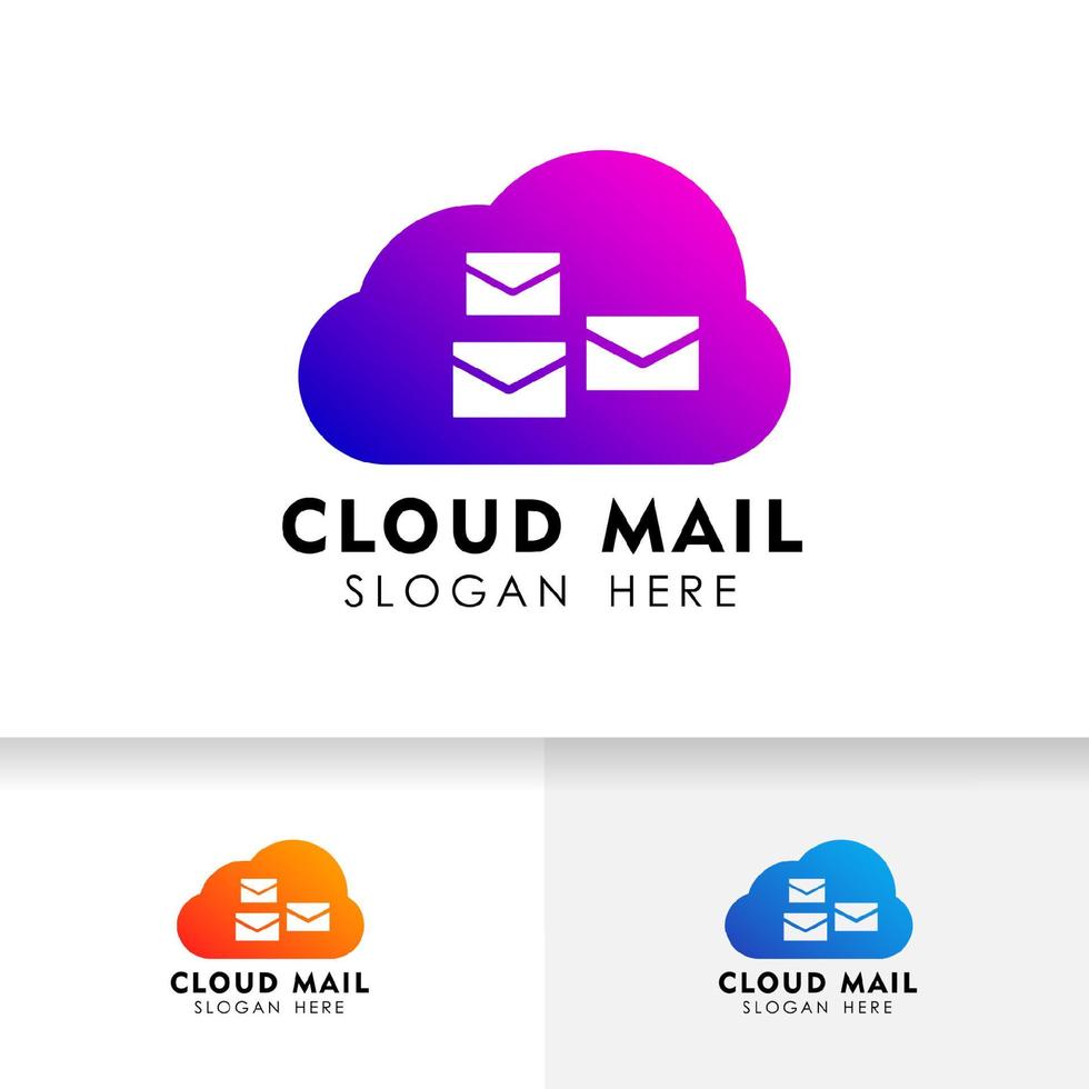 plantilla de diseño de logotipo de correo en la nube. icono de vector de diseño de logotipo de tecnología de nube