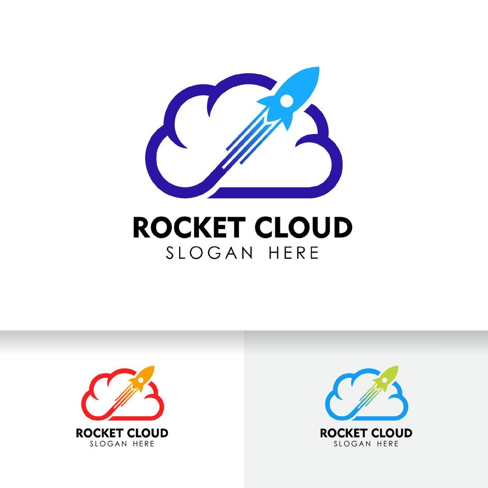 rocket cloud logo design template. cloud tech logo design template. vector