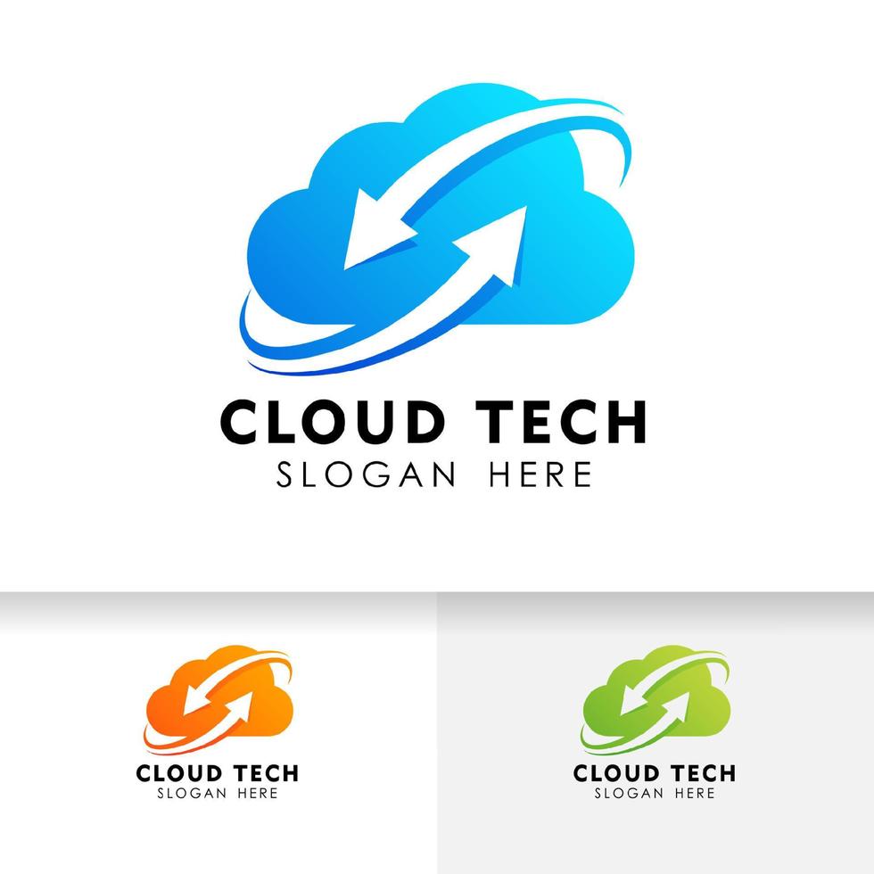 cloud sync logo design template. cloud tech logo design. vector