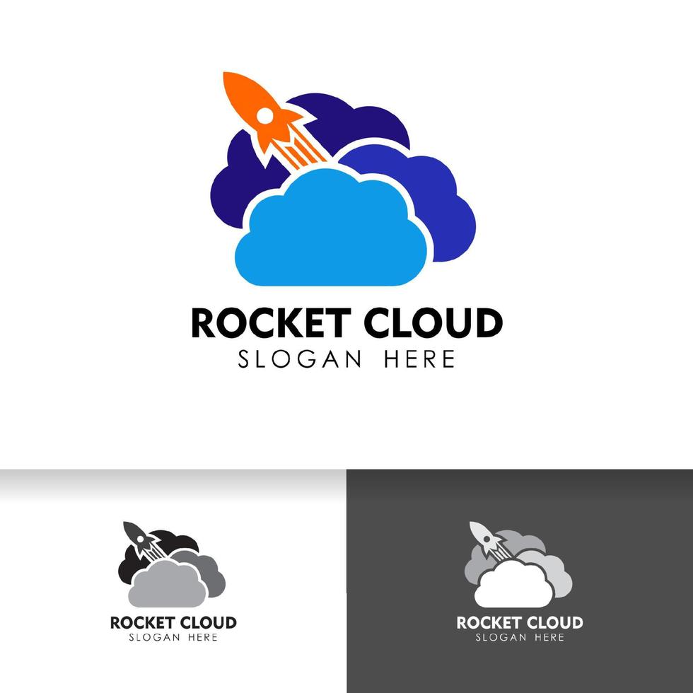 rocket cloud logo design template. cloud tech logo design template. vector