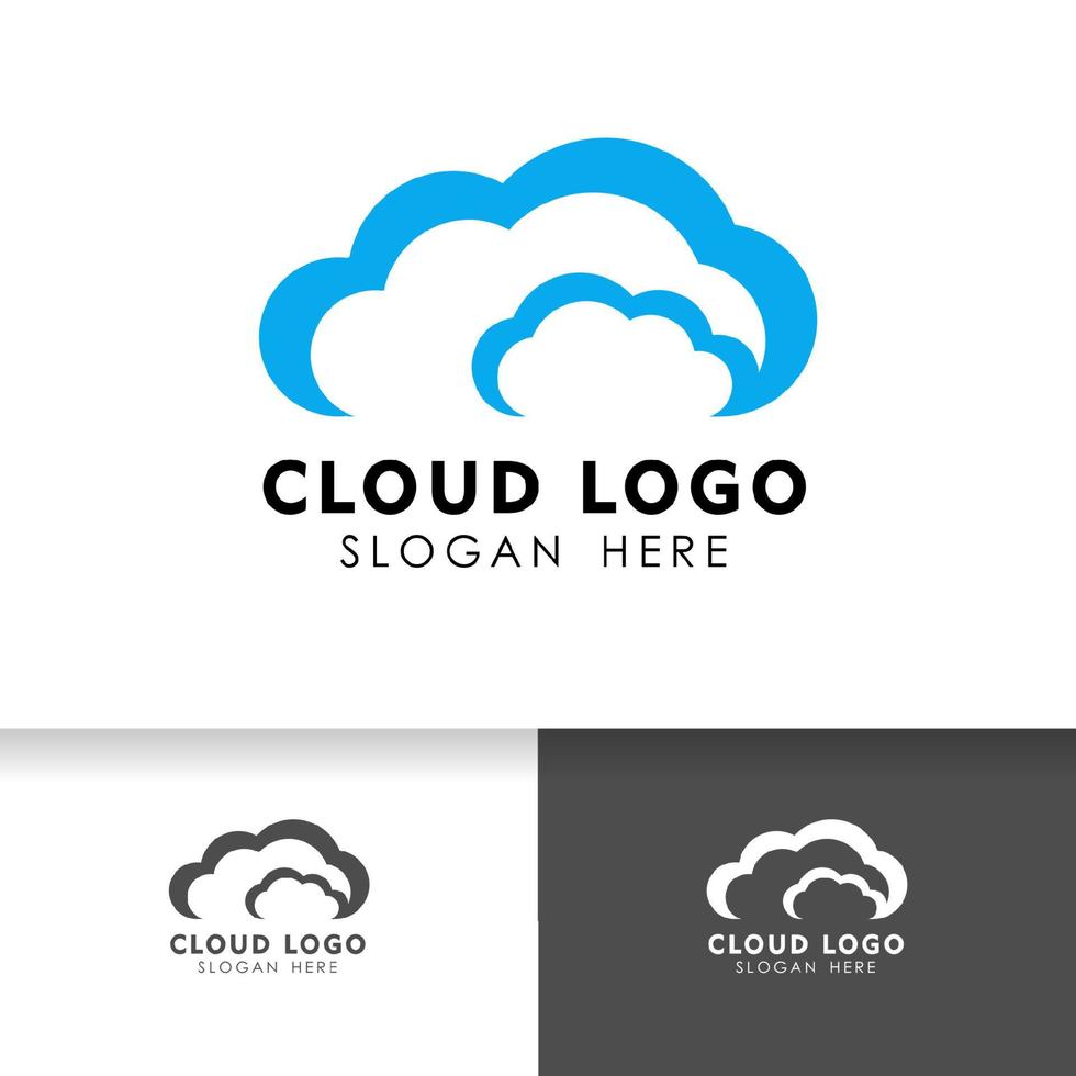 plantilla de diseño de logotipo de nube. Plantilla de logotipo de icono de servidor de datos en la nube. vector