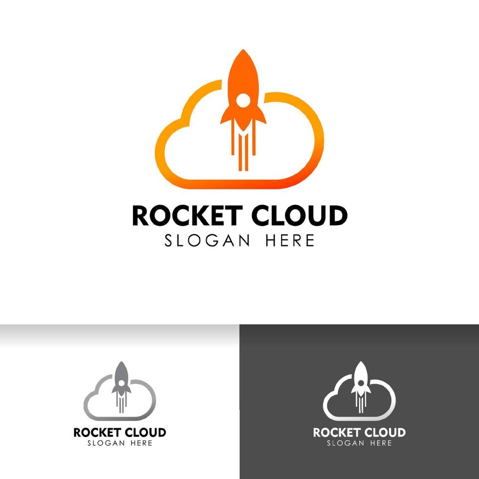 rocket cloud logo design template. cloud tech logo design template. vector